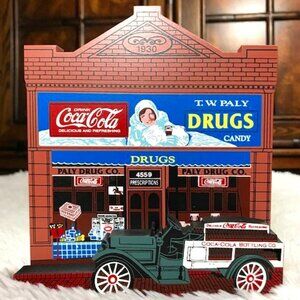 NWOT Vintage Coca-Cola Collectibles Wood 'Soda Pop Stop' Standing Plaque